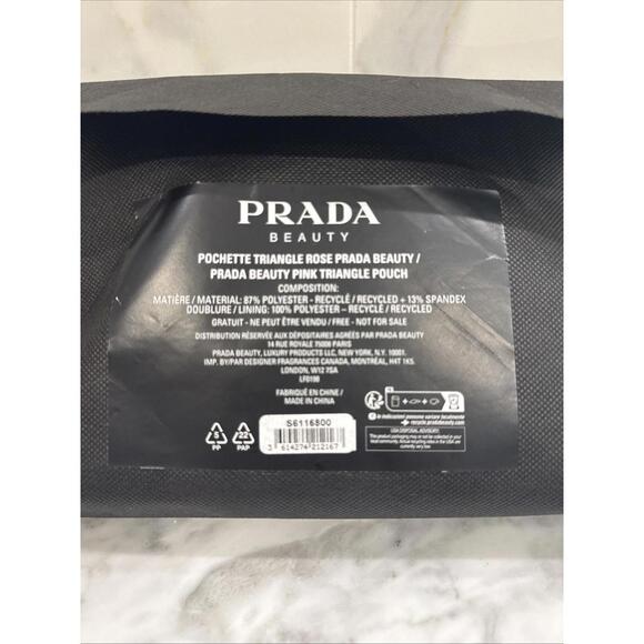 Prada Triangle Clutch Cosmetic Beauty Bag Pouch Pink & Black - Picture 6 of 6